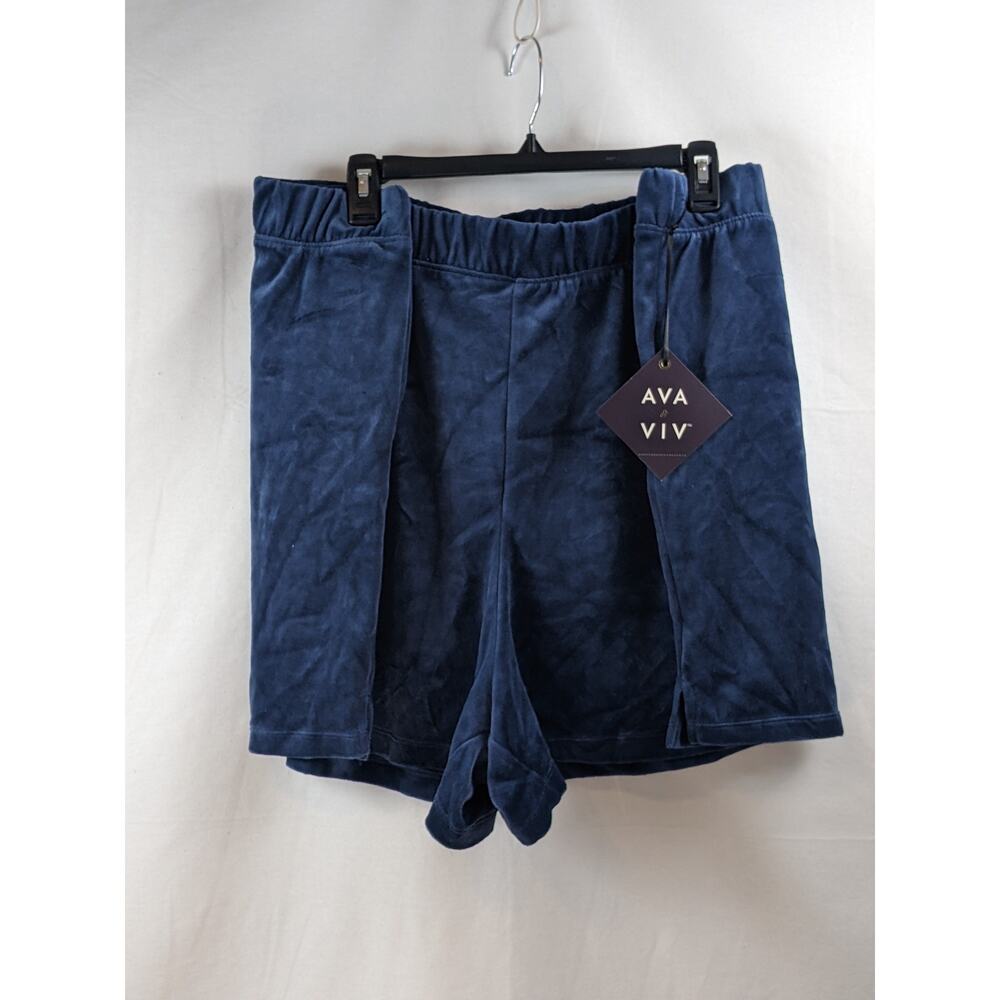 Velour High Rise Shorts Ava & Viv Pull‎ On Navy Blue 4X Plus Regular Fit Lounge - Picture 4 of 8